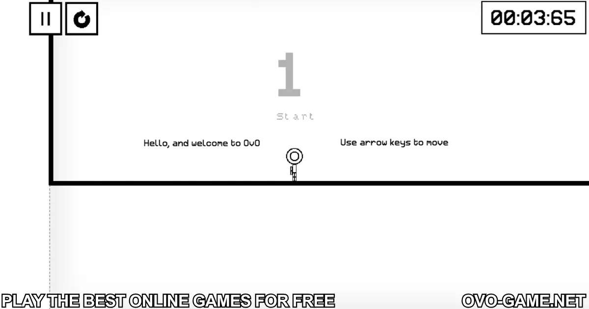 OvO Game level start screen showing character and timer countdown
