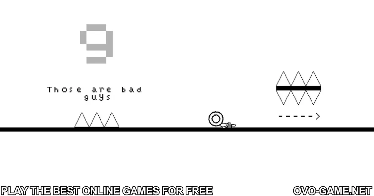 OvO Game character hitting spikes—example of timing error and lesson to improve jumps.