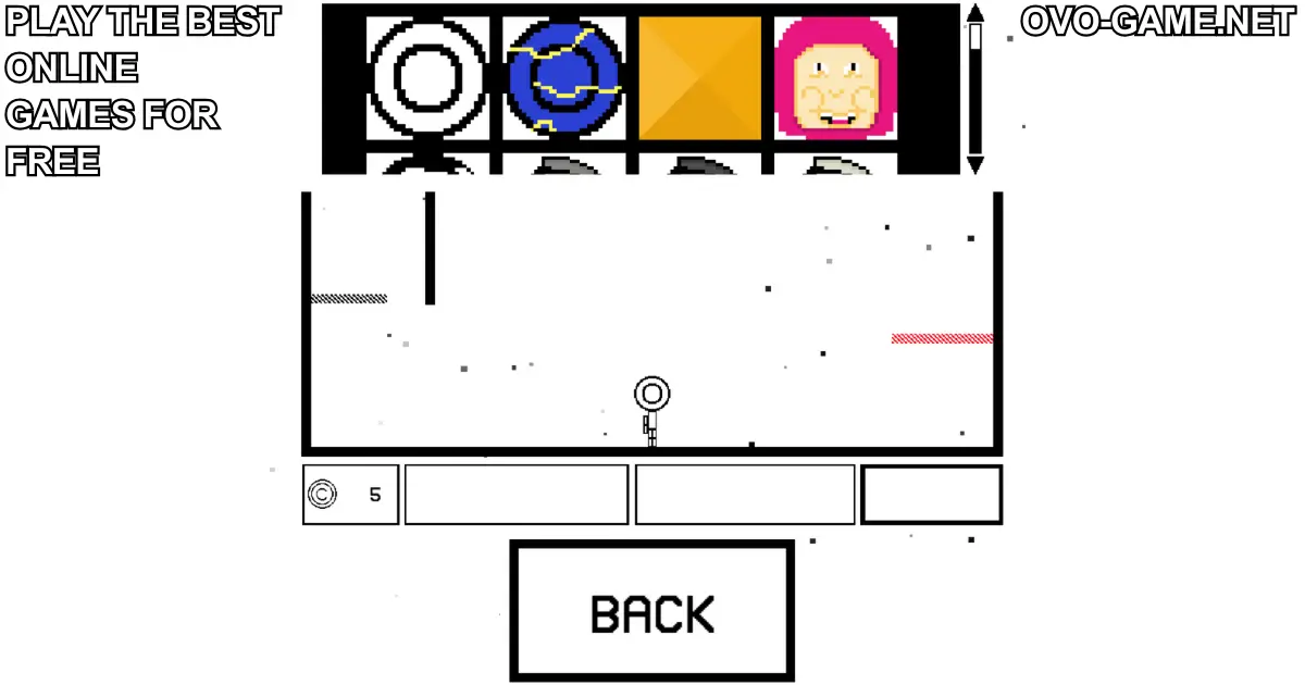 OvO Game skin customization and character selection menu with coins and unlockable avatars